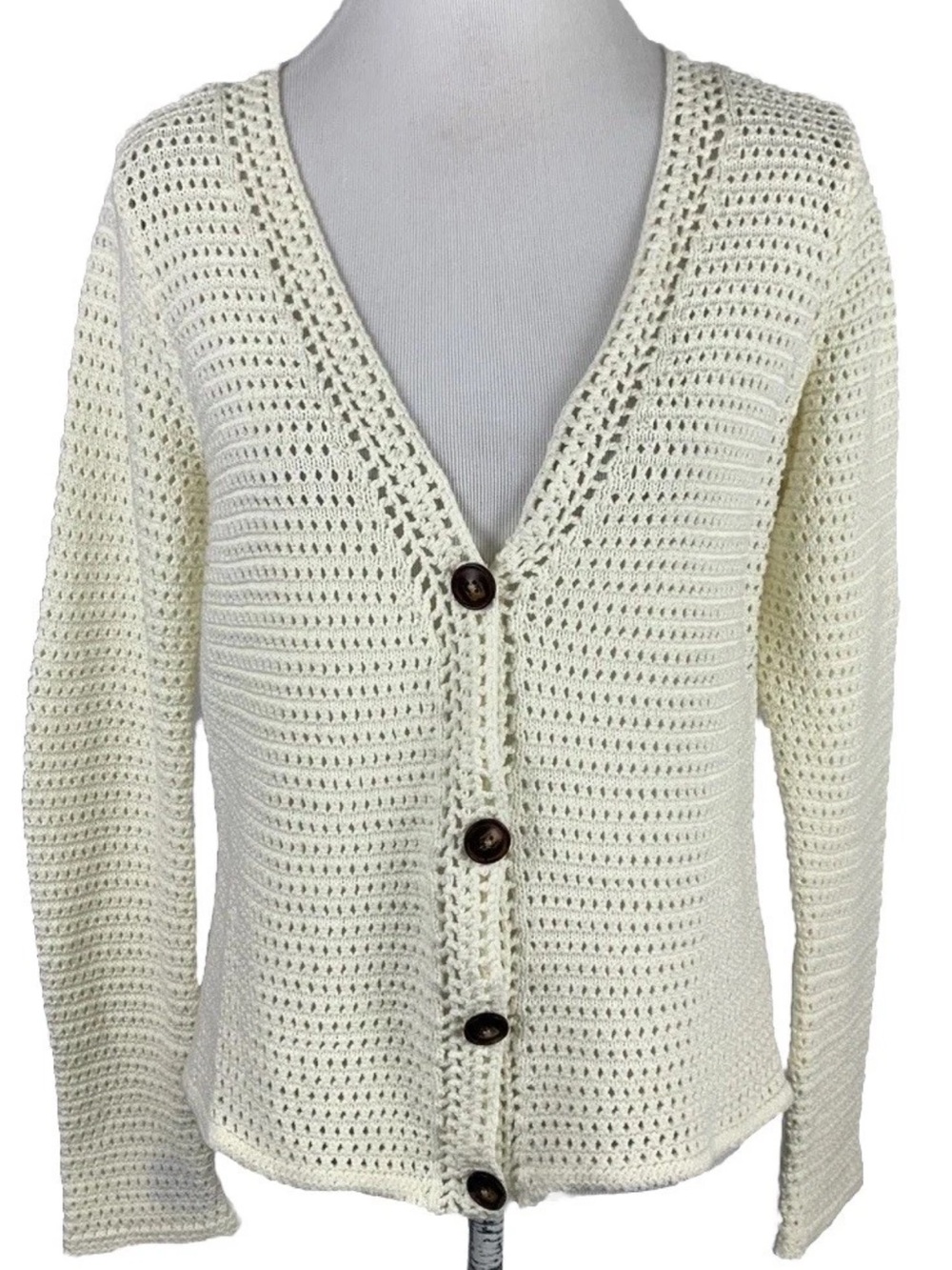 JOIE ivory loose knit VNeck cardigan size M